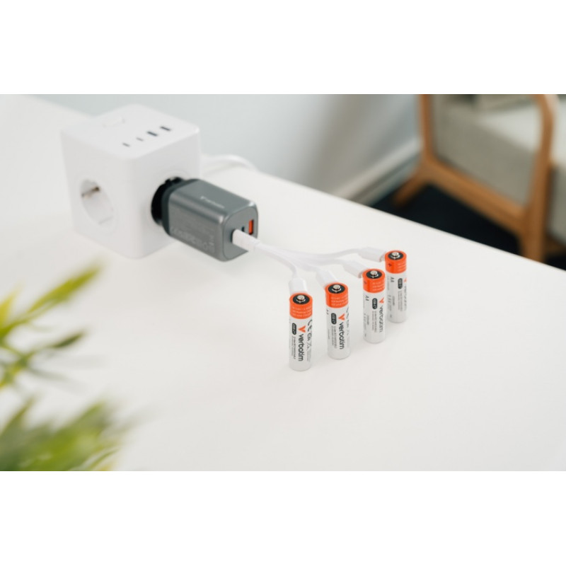 Verbatim 30249 USB-C laetavad patareid Li-ion AA 2100 mAh (4 tk)