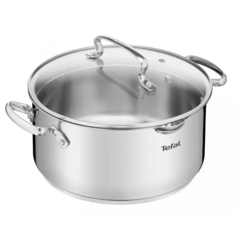 Tefal Duetto+ G7194655 kastrul, ümmargune, roostevaba teras, 24 cm, klaaskaas