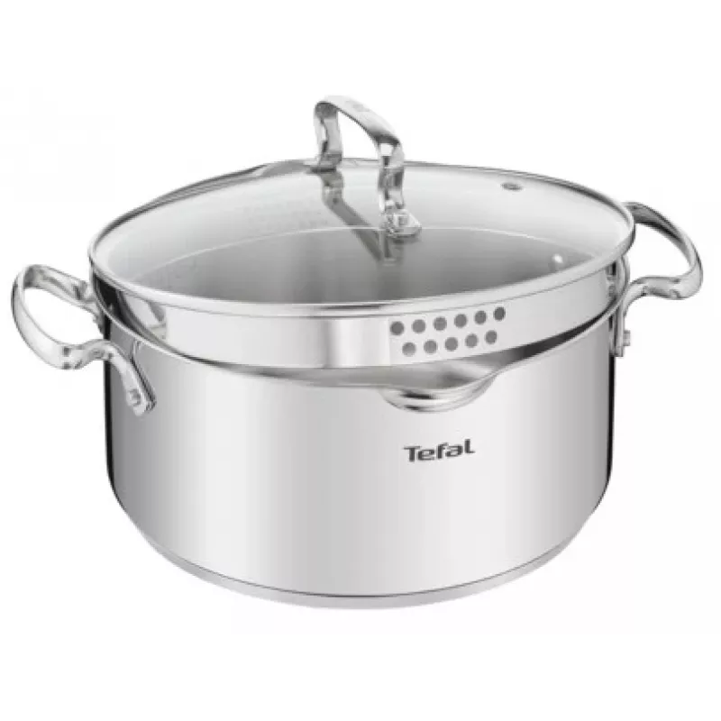 Tefal Duetto+ G7194655 kastrul, ümmargune, roostevaba teras, 24 cm, klaaskaas