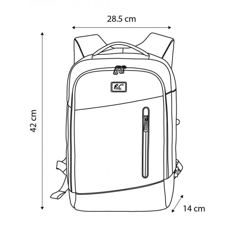 NanoRS RS204 B sülearvuti seljakott 15.6", must, 42x28.5x14, veekindel
