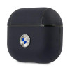 BMW BMA3SSLNA ehtsast nahast hõbedase logoga ümbris Apple AirPods 3-le, tumesinine