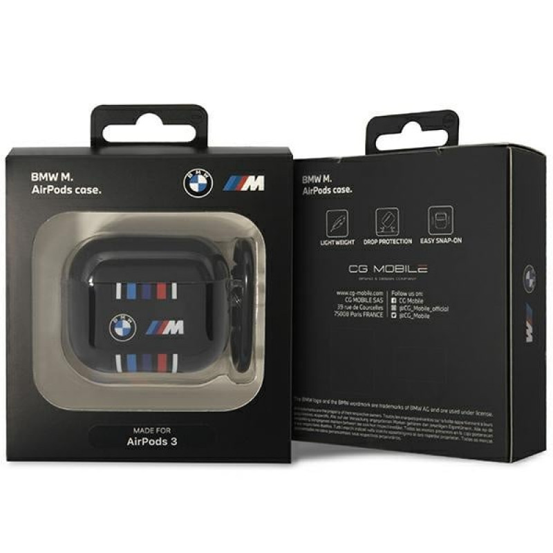 BMW BMA322SWTK mitmevärviliste joontega ümbris Apple AirPods 3-le, must