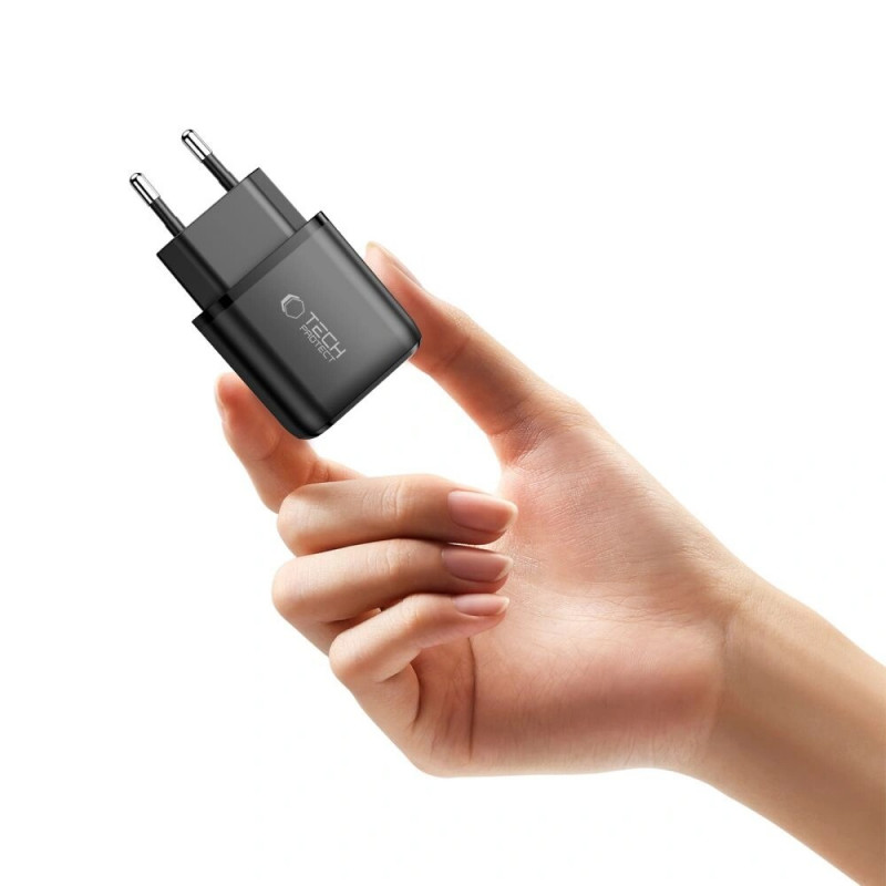 Tech-Protect NCA30 USB-A, USB-C seinalaadija PD 30W / QC3.0, must