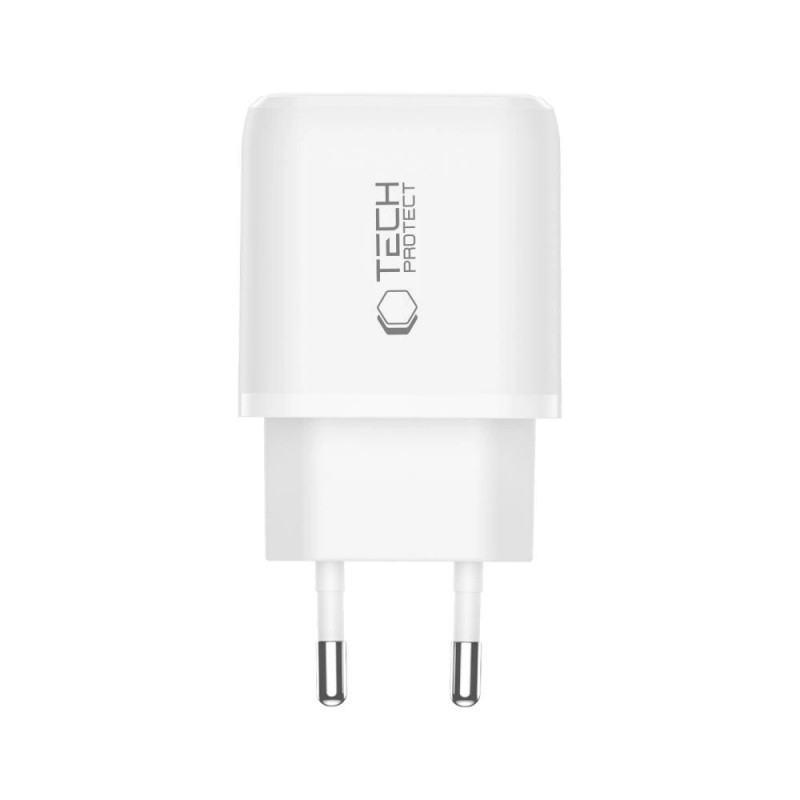 Tech-Protect NCA30 USB-A, USB-C seinalaadija PD 30W / QC3.0, valge