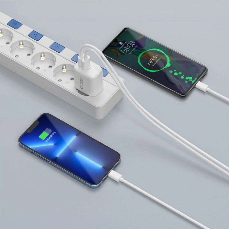 Tech-Protect NCA30 USB-A, USB-C seinalaadija PD 30W / QC3.0, valge