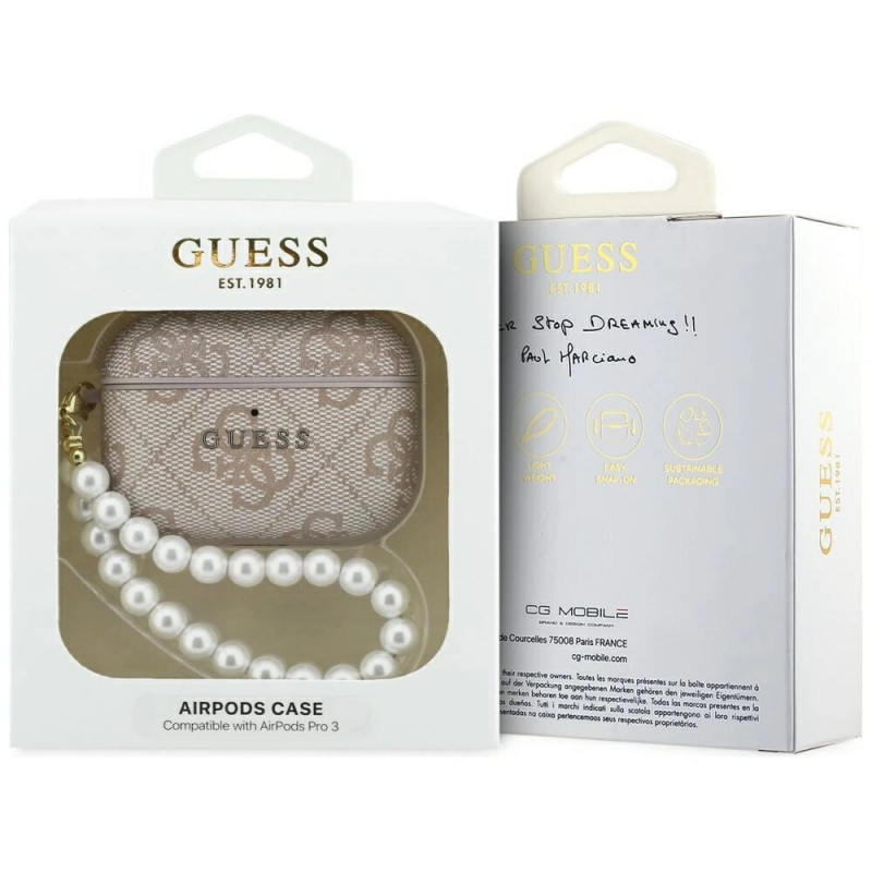 Guess 4G Pearl Strap kõvakate Apple AirPods Pro 3-le, roosa