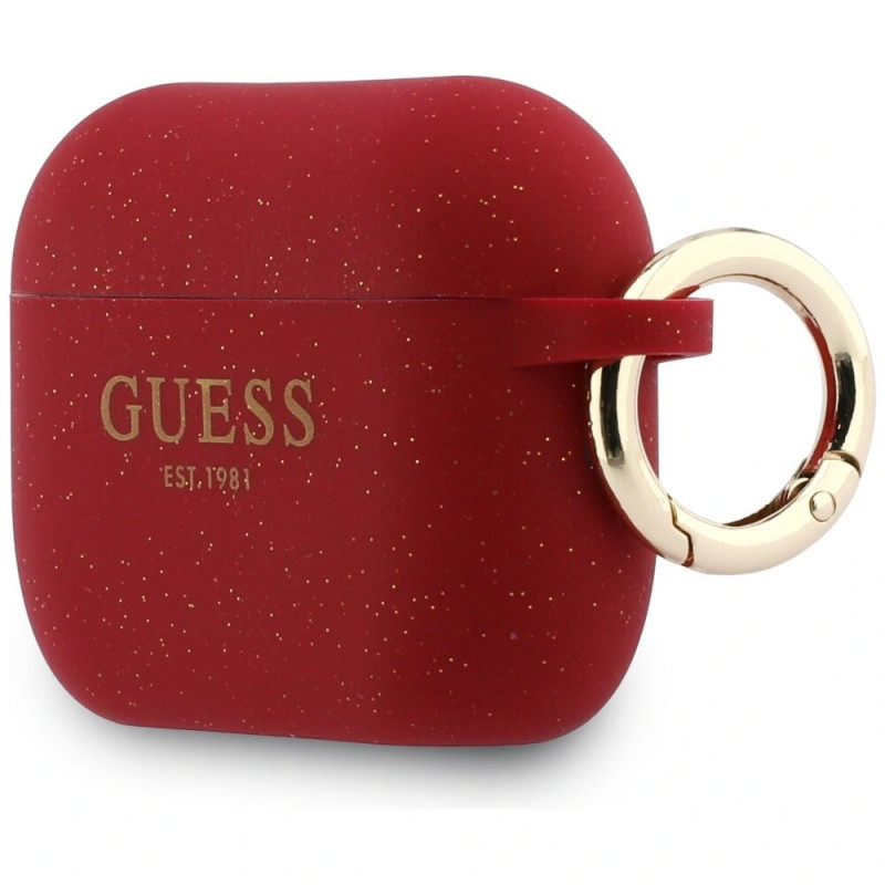 Guess silikoonist sädeleva rõngaga ümbris Apple AirPods Pro 3 jaoks, fuksia