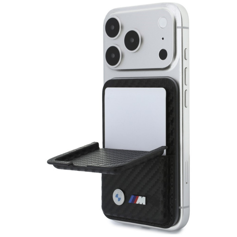 BMW M Carbon Metal Logos MagSafe rahakott, must
