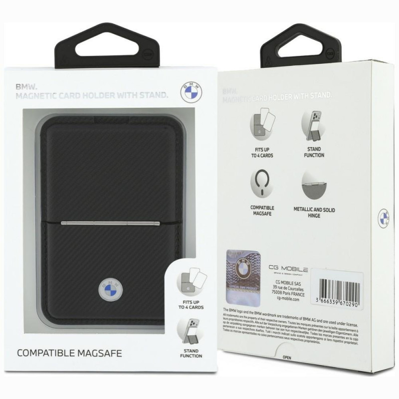 BMW Carbon Metal Logos MagSafe rahakott, must