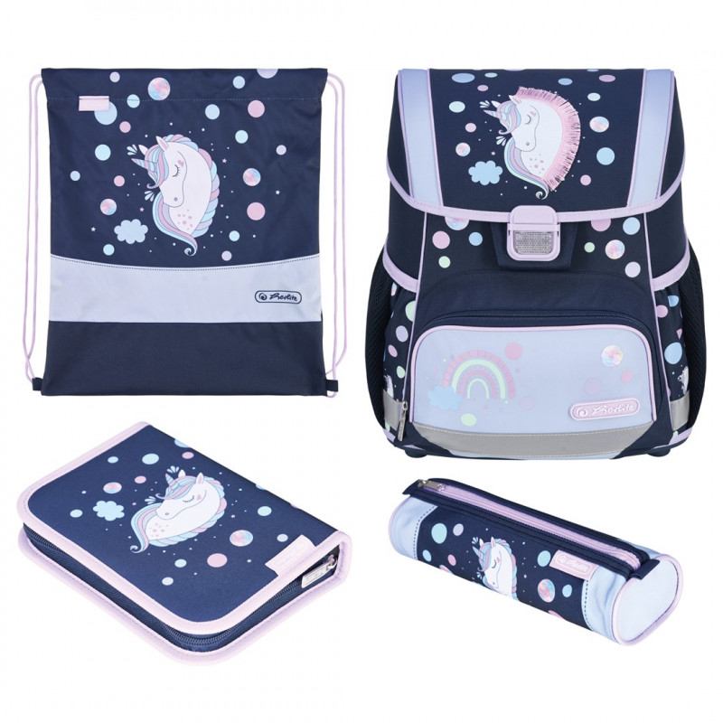 Herlitz Loop Plus Unicorn Dreams algkooli koolikotikomplekt, tumesinine/roosa