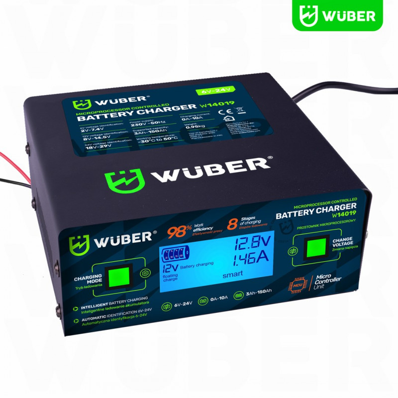 Wuber W14019 mikroprotsessoriga akulaadija, 6/8/12/14/16/24 V, 10 A