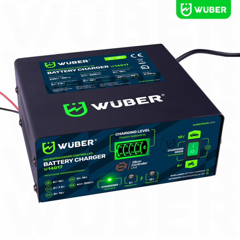 Wuber W14017 mikroprotsessoriga akulaadija, 6-12 V, 15 A