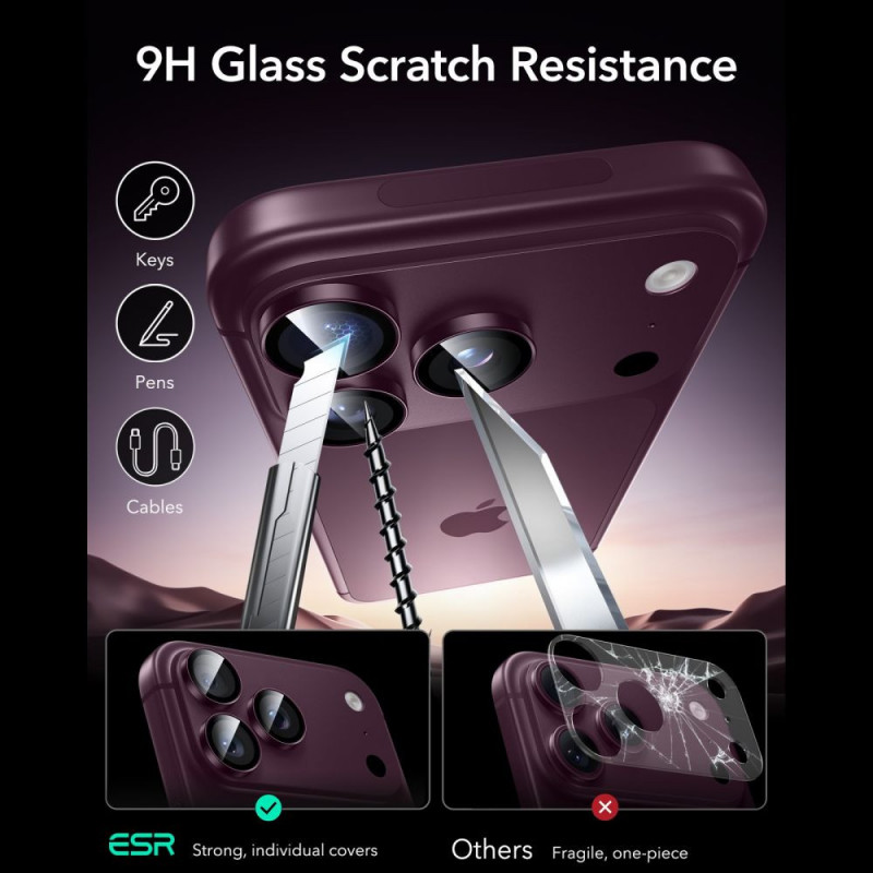 ESR Armorite kaamerakaitse Apple iPhone 18 Pro / 18 Pro Max jaoks, Deep Burgundy