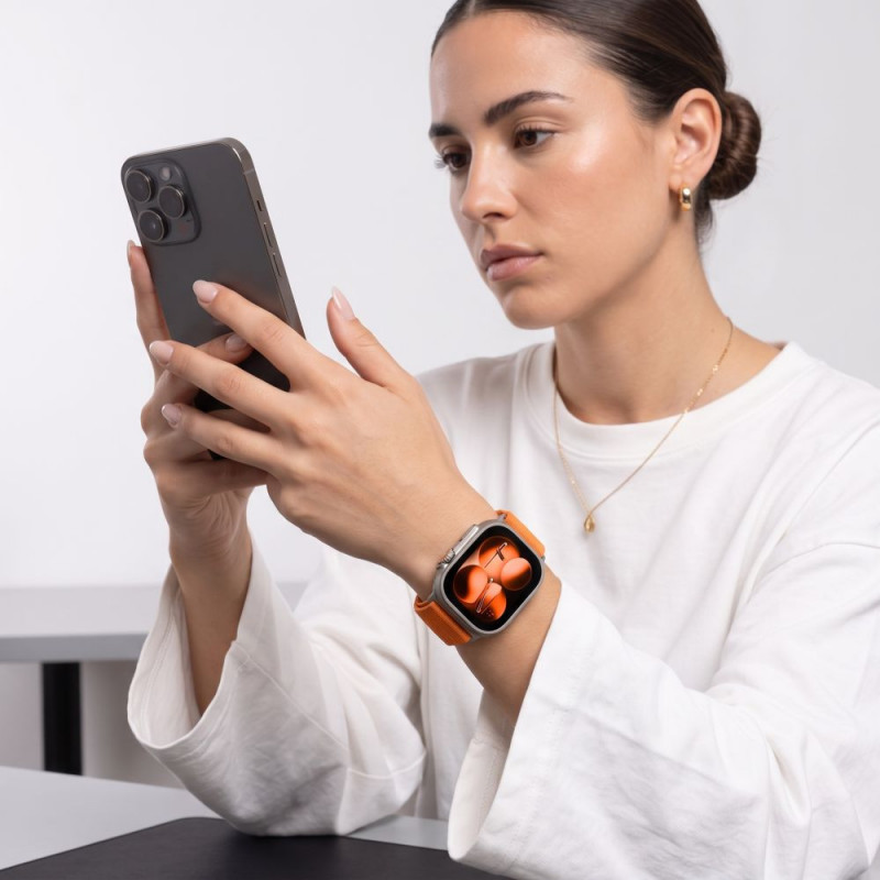 Tech-Protect Nylonloop Apple Watch 8 / 9 / 10 / 11 / 12 / SE / Ultra 44/45/46/49 mm kellarihm, oranž