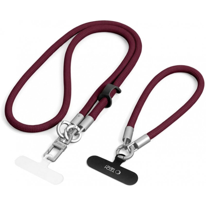 Tech-Protect C10S Rope ristipidine ja randme telefonirihma komplekt, Burgundy/titaan