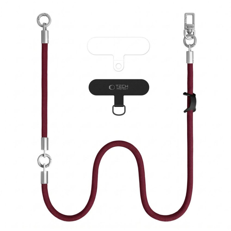 Tech-Protect C10S Rope ristipidine ja randme telefonirihma komplekt, Burgundy/titaan