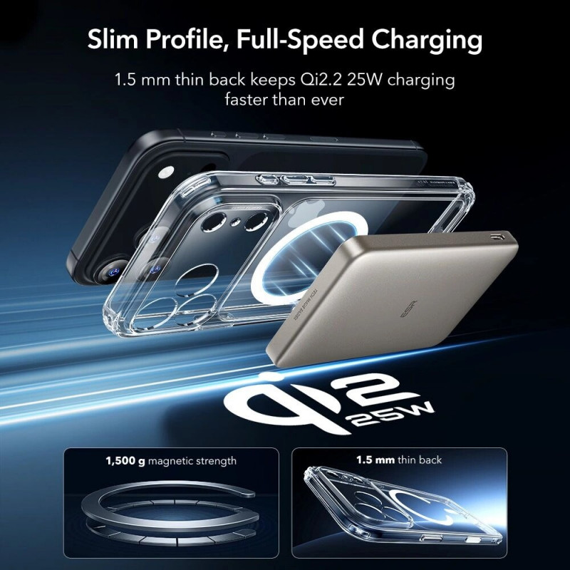 ESR Classic Hybrid MagSafe ümbris karastatud klaasiga Apple iPhone 17 Pro Max jaoks, läbipaistev
