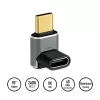 LogiLink AU0063 USB 4 Type-C adapter 90° U/D, C/M – C/F, 40 Gbps, 240W, 8K/60 Hz, metall, hõbedane