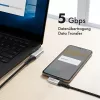LogiLink CU0470 USB 3.2 Gen1 Type-C kaabel, A/M 90° kuni C/M 90°, 5 Gbps, 60W, metall, hõbedane/must, 0,5 m