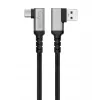 LogiLink CU0472 USB 3.2 Gen1 Type-C kaabel, A/M 90° kuni C/M 90°, 5 Gbps, 60W, metall, hõbedane/must, 1,5 m