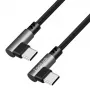 LogiLink CU0463 USB 2.0 Type-C kaabel, C/M 90° kuni C/M 90°, 480 Mbps, 100 W, metall, hõbe/must, 3 m