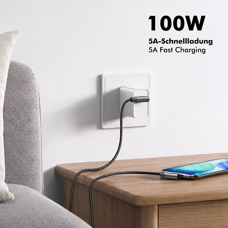 LogiLink CU0463 USB 2.0 Type-C kaabel, C/M 90° kuni C/M 90°, 480 Mbps, 100 W, metall, hõbe/must, 3 m
