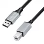 Logilink CU0107 USB 2.0 kaabel, USB-A/M – USB-B/M, 480 Mbps, nailon, metall, must/hõbedane, 2 m