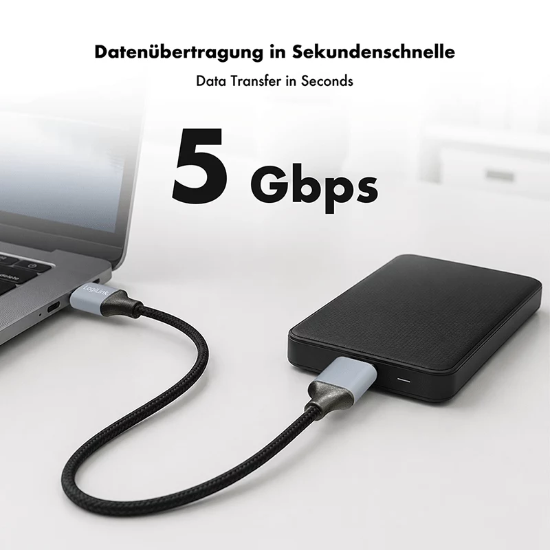Logilink CU0291 USB 3.0 kaabel, A/M – Micro-USB/M, 5 Gbps, nailon, metall, must/hõbedane, 2 m