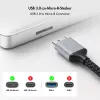 Logilink CU0291 USB 3.0 kaabel, A/M – Micro-USB/M, 5 Gbps, nailon, metall, must/hõbedane, 2 m