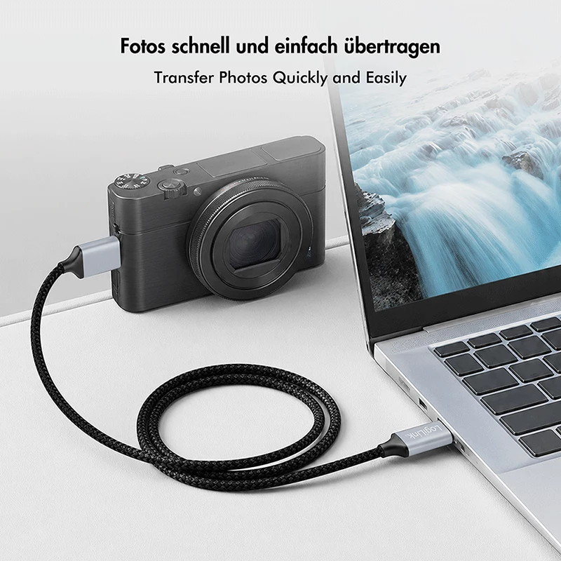 Logilink CU0199 USB 3.2 Gen1 Type-C kaabel, C/M – Micro-USB/M, 5 Gbps, nailon, metall, must/hõbedane, 2 m
