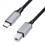 Logilink CU0515 USB 2.0 Type-C kaabel, C/M – B/M, 480 Mbps, nailon, metall, must/hõbedane, 2 m