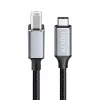 Logilink CU0515 USB 2.0 Type-C kaabel, C/M – B/M, 480 Mbps, nailon, metall, must/hõbedane, 2 m