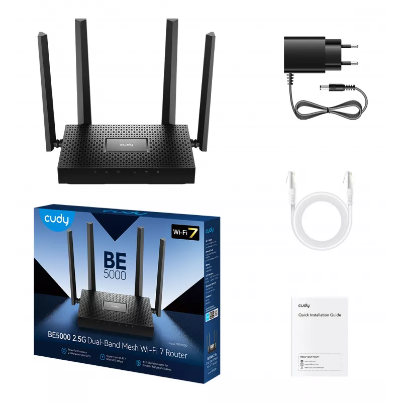 CUDY WR5000 BE5000 2.5G Wi-Fi 7 Mesh-ruuter, 4.32 Gbps