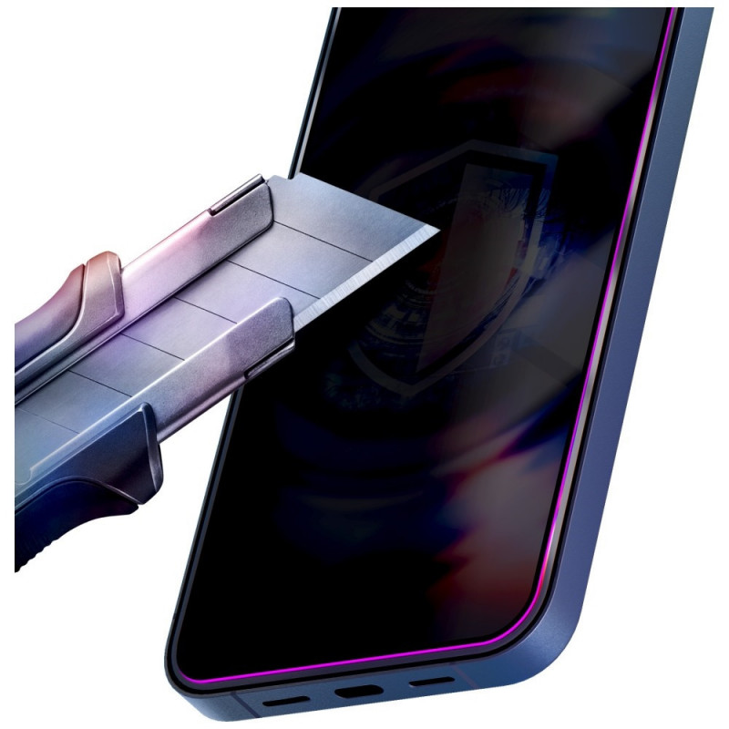 3MK HardGlass Max Privacy privaatsusklaasiga karastatud klaas paigalduskomplektiga Samsung Galaxy S25 Edge jaoks, must