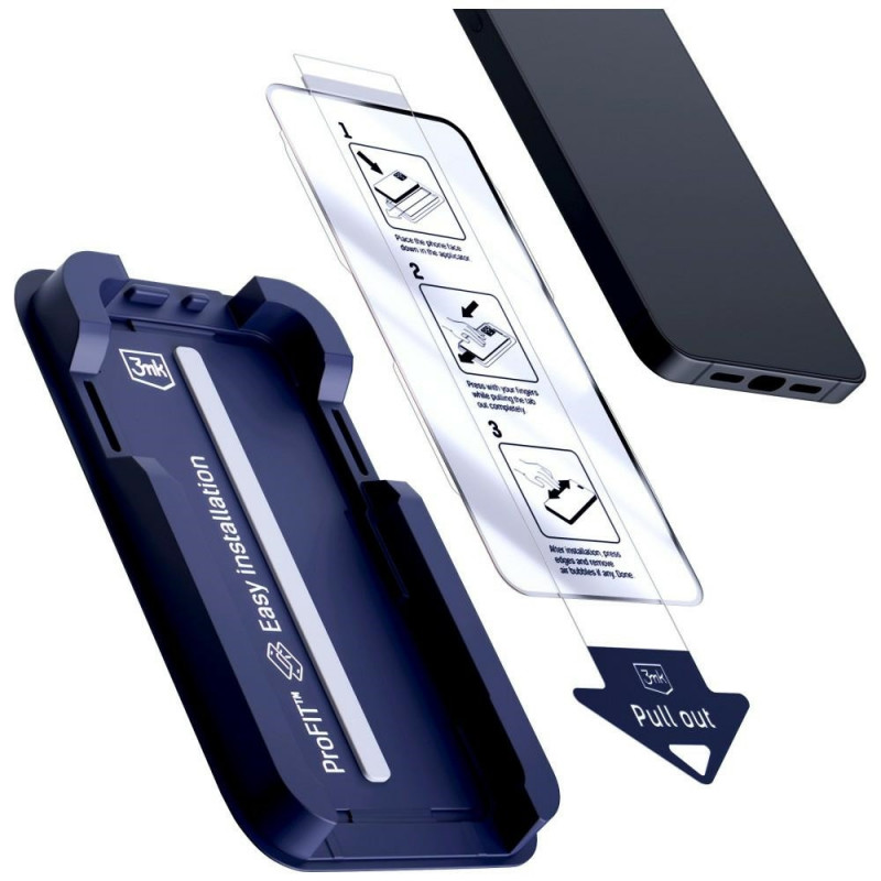 3MK HardGlass Max karastatud klaas paigaldusraamiga Apple iPhone 13 / 13 Pro / 14 / 16e / 17e jaoks, must