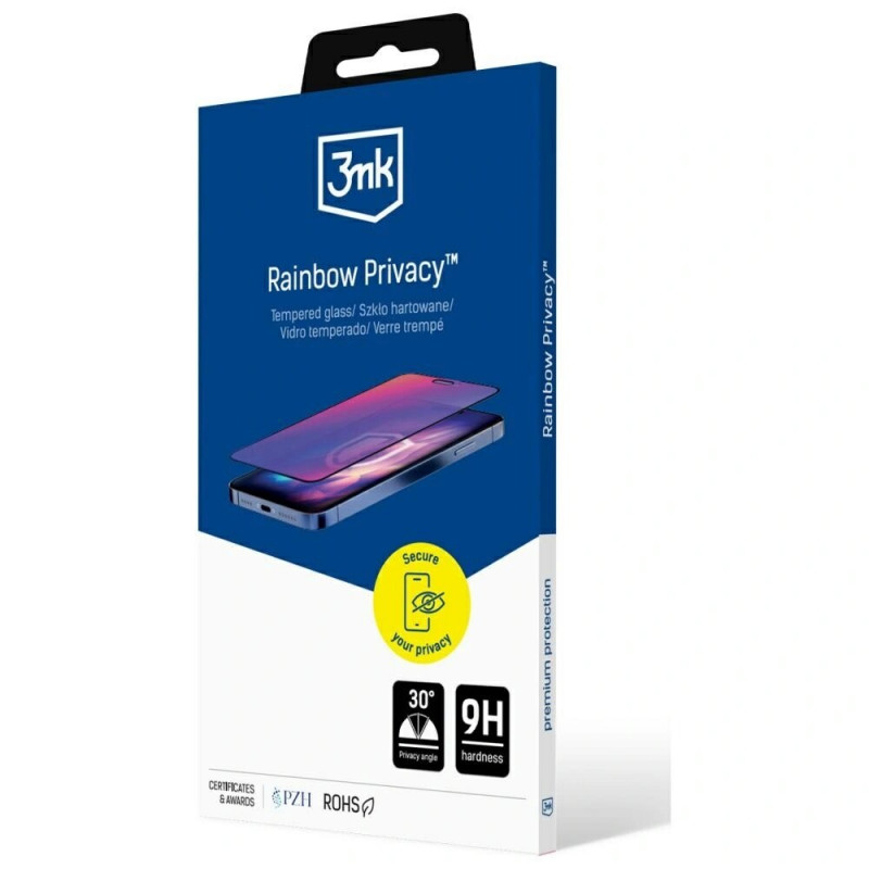 3MK Rainbow Privacy karastatud klaas Apple iPhone 17e / 16e jaoks