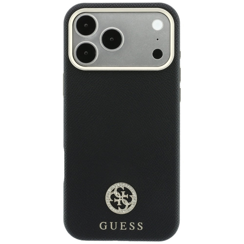 Guess GUE005537-0 Grained Round Strass Logo MagSafe ümbris Apple iPhone 18 Pro Max / 17 Pro Max jaoks, must