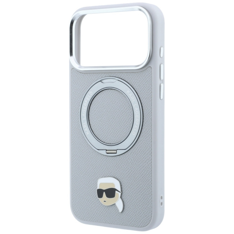 Karl Lagerfeld with Ring Stand 360 Karl Head Pin MagSafe ümbris Apple iPhone 18 Pro Max / 17 Pro Max jaoks, hall (KF003236)