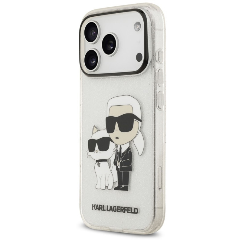 Karl Lagerfeld IML NFT Glitter Karl&Choupette ümbris KF003400, mõeldud Apple iPhone 18 Pro Max / 17 Pro Max, läbipaistev
