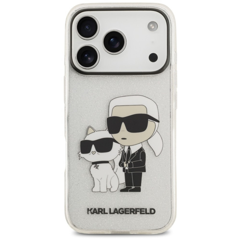 Karl Lagerfeld IML NFT Glitter Karl&Choupette ümbris KF003400, mõeldud Apple iPhone 18 Pro Max / 17 Pro Max, läbipaistev