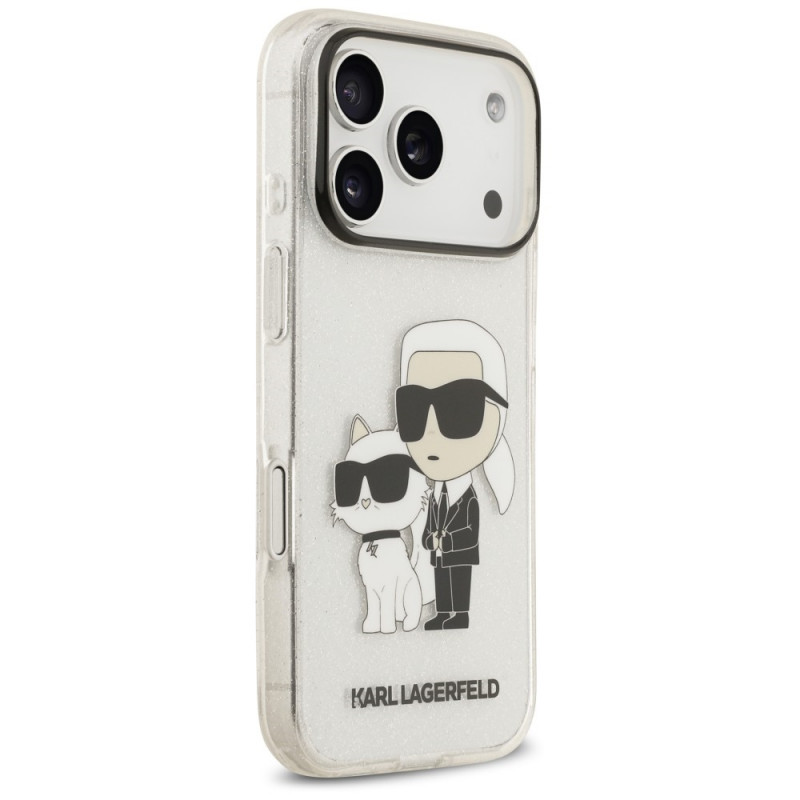 Karl Lagerfeld IML NFT Glitter Karl&Choupette ümbris KF003400, mõeldud Apple iPhone 18 Pro Max / 17 Pro Max, läbipaistev