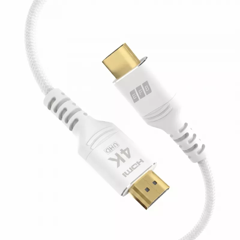 EFB Elektronik HDMI-20-00014 HDMI-kaabel High Speed Ethernetiga, 4K60Hz, 18 Gbit/s, 3 m, valge, ühilduv HDMI 2.0-ga