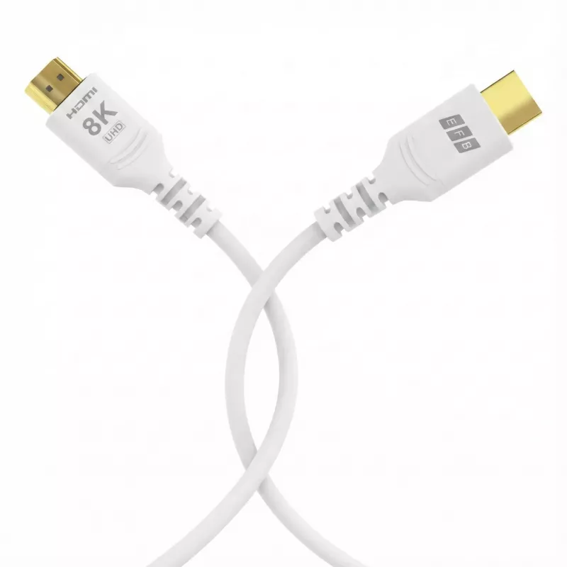 EFB Elektronik HDMI-21-00009 HDMI-kaabel Ultra High Speed, 8K60Hz, 48 Gbit/s, 0.5 m, valge, HDMI 2.1/2.0-ga ühilduv