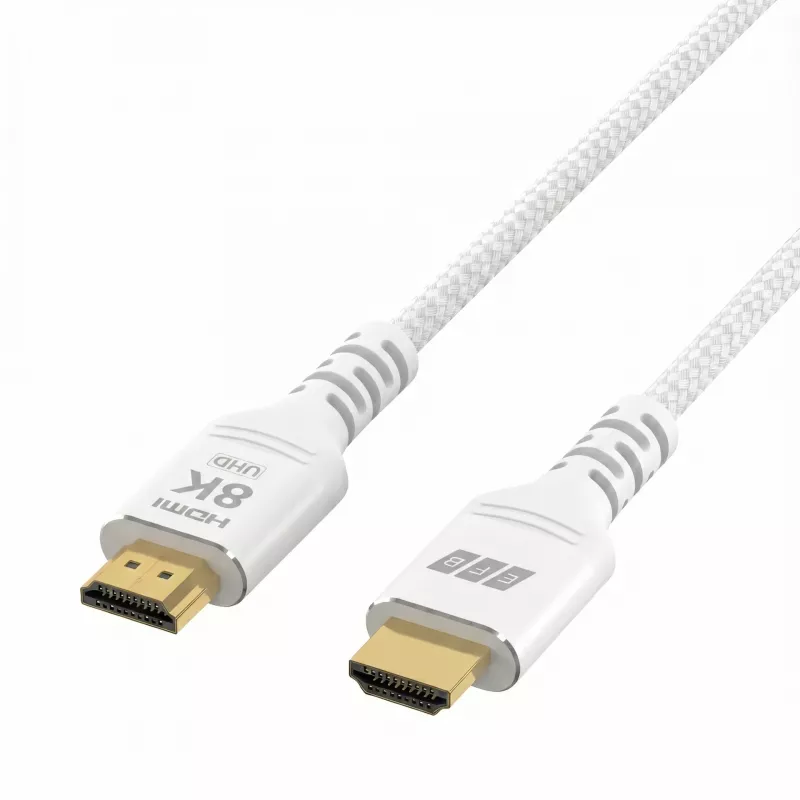 EFB Elektronik HDMI-21-00012 HDMI-kaabel Ultra High Speed, 8K60Hz, 48 Gbit/s, 3 m, valge, ühilduv HDMI 2.1/2.0-ga