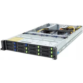 Gigabyte R283-ZF0-AAL1 rev. 3.x riiuliserver, kahekordne EPYC 9004/9005, 4x GPU tugi, 12x 2.5" NVMe/SATA, ilma NIC-ita, 2x 2700 W