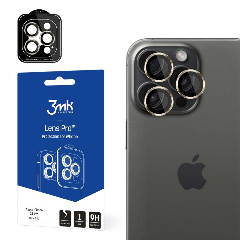 3MK Lens Protection Pro Apple iPhone 15 Pro, tume kuldne