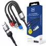 3MK Hyper Cable N-SERIES 6in1 USB-C / USB-A ja USB-C / MicroUSB / Lightning kaabel, QC 3.0, 18 W (9 V / 2 A), 1.2 m, must
