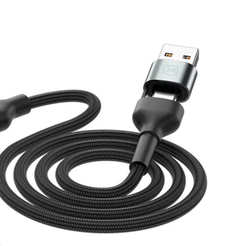 3MK Hyper Cable N-SERIES 6in1 USB-C / USB-A ja USB-C / MicroUSB / Lightning kaabel, QC 3.0, 18 W (9 V / 2 A), 1.2 m, must