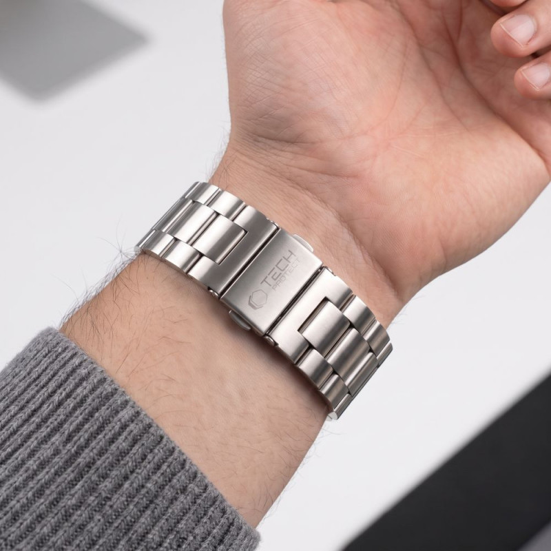 Tech-Protect Stainless roostevabast terasest rihm kellale Apple Watch 8 / 9 / 10 / 11 / 12 / SE / Ultra (44 / 45 / 46 / 49 mm), hõbedane