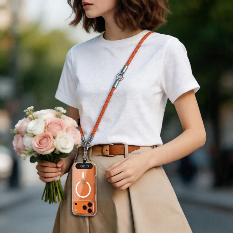 Tech-Protect C10S Rope Crossbody & Wrist telefonirihmade komplekt, oranž/titaan